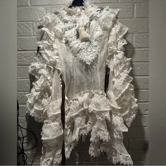 New Authentic Zimmermann Crush Heart Trim Long Sleeve Minidress Size Medium - Picture 5 of 15